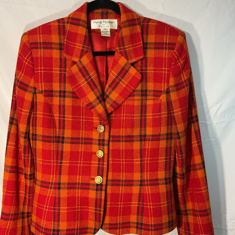 Vintage Rena Rowan Russian Wool Blend  Orange/Red Jacket Sz 12